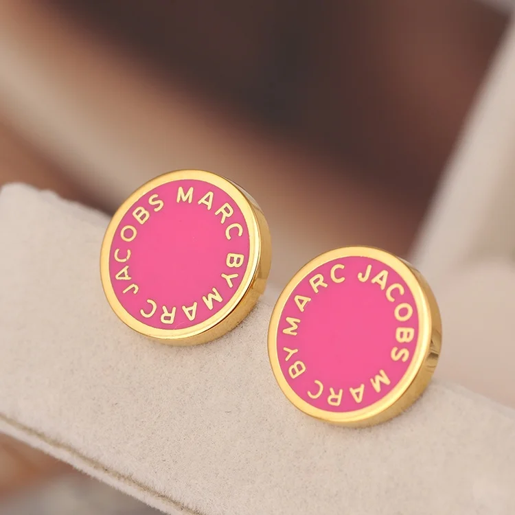 Boucles d'oreilles Marc by Marc Jacobs disque rose acier doré - Réf. 106671 vue 4