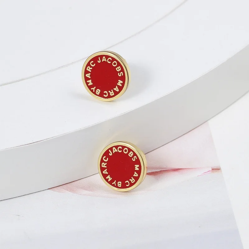 Boucles d'oreilles femme Marc by Marc Jacobs disque rouge acier doré - Réf. 106673 vue 2