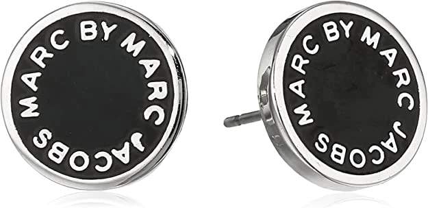 Boucles d'oreilles femme Marc by Marc Jacobs disque noir acier inoxydable - Réf. 106674