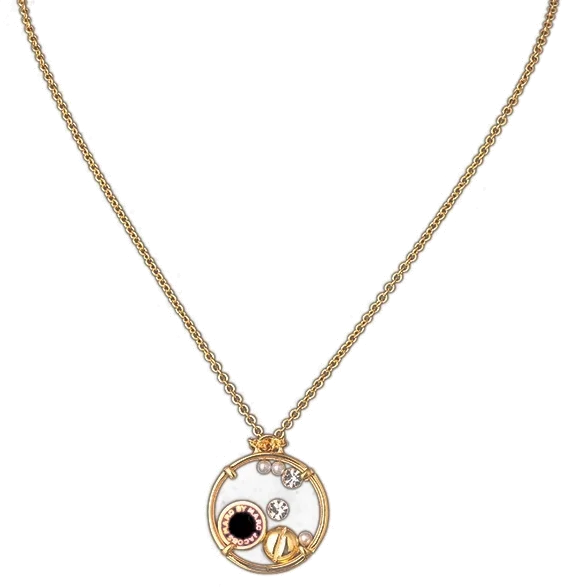 Collier Marc by Marc Jacobs - Réf. 106731 - Disque émail noir sur chaîne or jaune 66 cm - Pour Femme