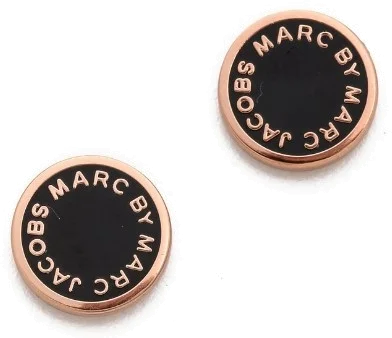 Boucles d'oreilles Marc by Marc Jacobs disque noir acier or rose - Réf. 106806 - Pour femme