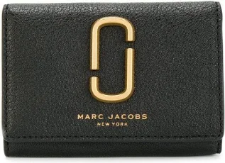 Portefeuille Marc Jacobs double J en cuir véritable noir