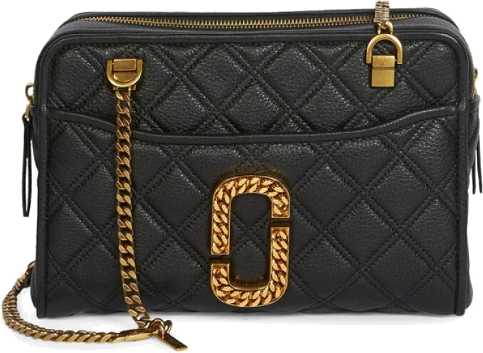 Sac à main femme Marc Jacobs The Status en cuir matelassé noir, référence M0015817-001