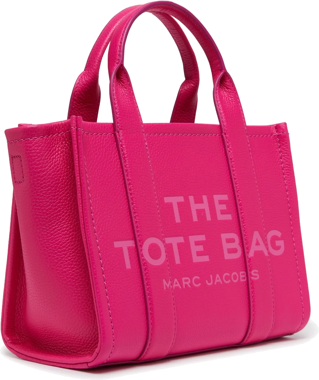 Sac à main Marc Jacobs The Mini Tote Bag en cuir grainé Fuchsia - Réf. H009L01SP21-955 vue 3