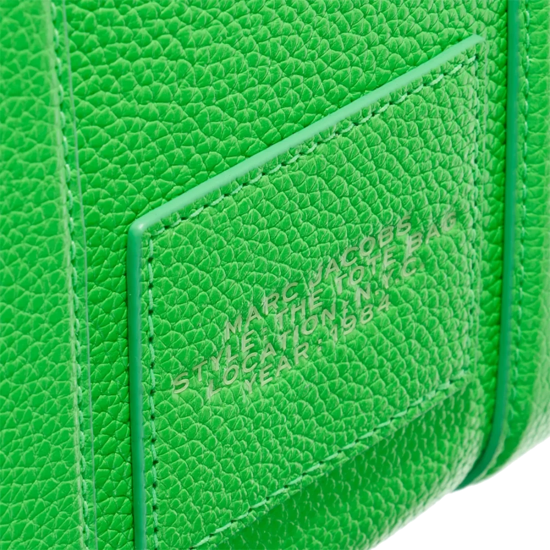 Sac à main Marc Jacobs The Medium Tote Bag, cuir grainé vert fluo - Réf. 109858-GREEN vue 3