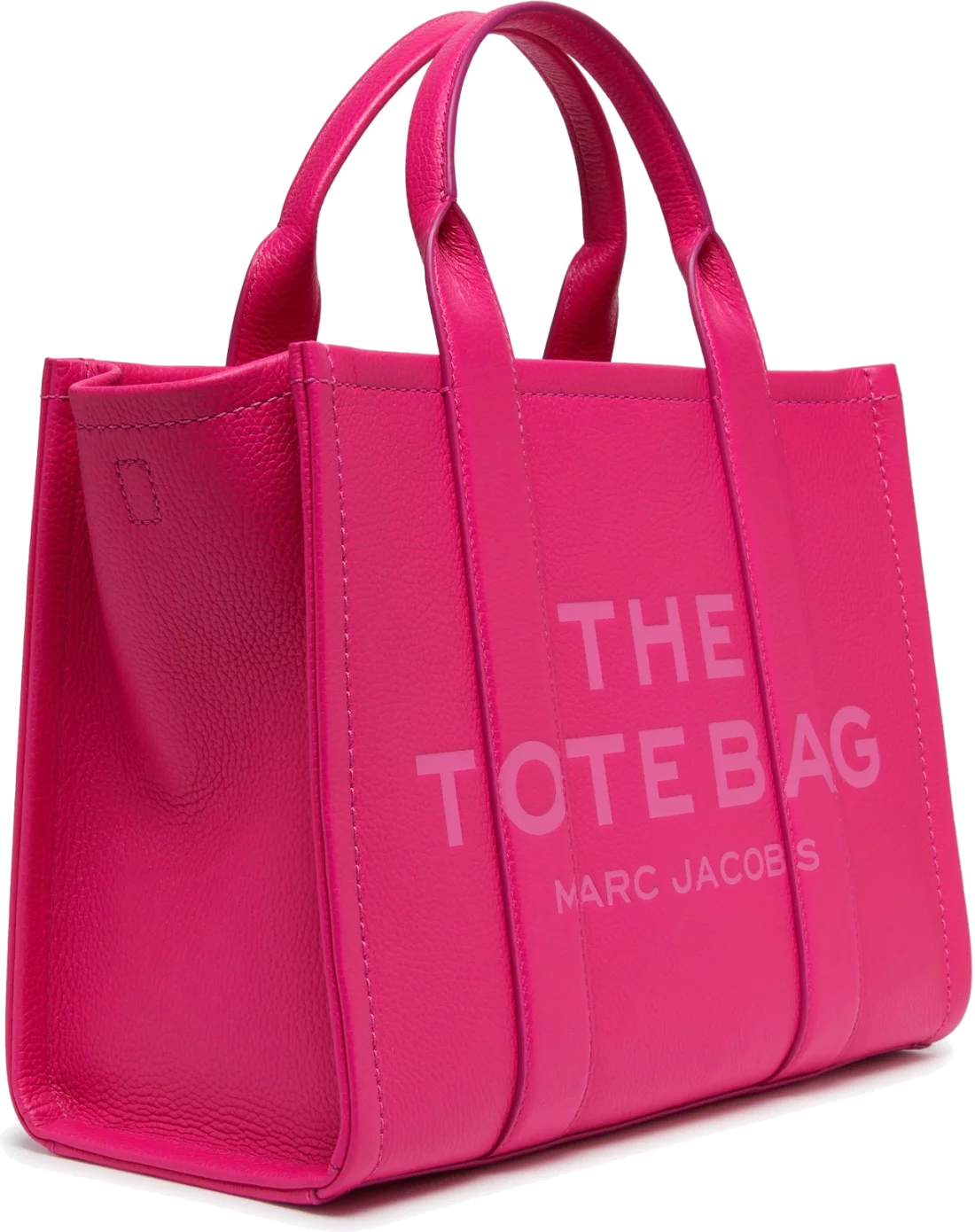 Sac à main Marc Jacobs The Medium Tote Bag, cuir grainé fuchsia pour femme - Réf. H004L01PF21-955 vue 2