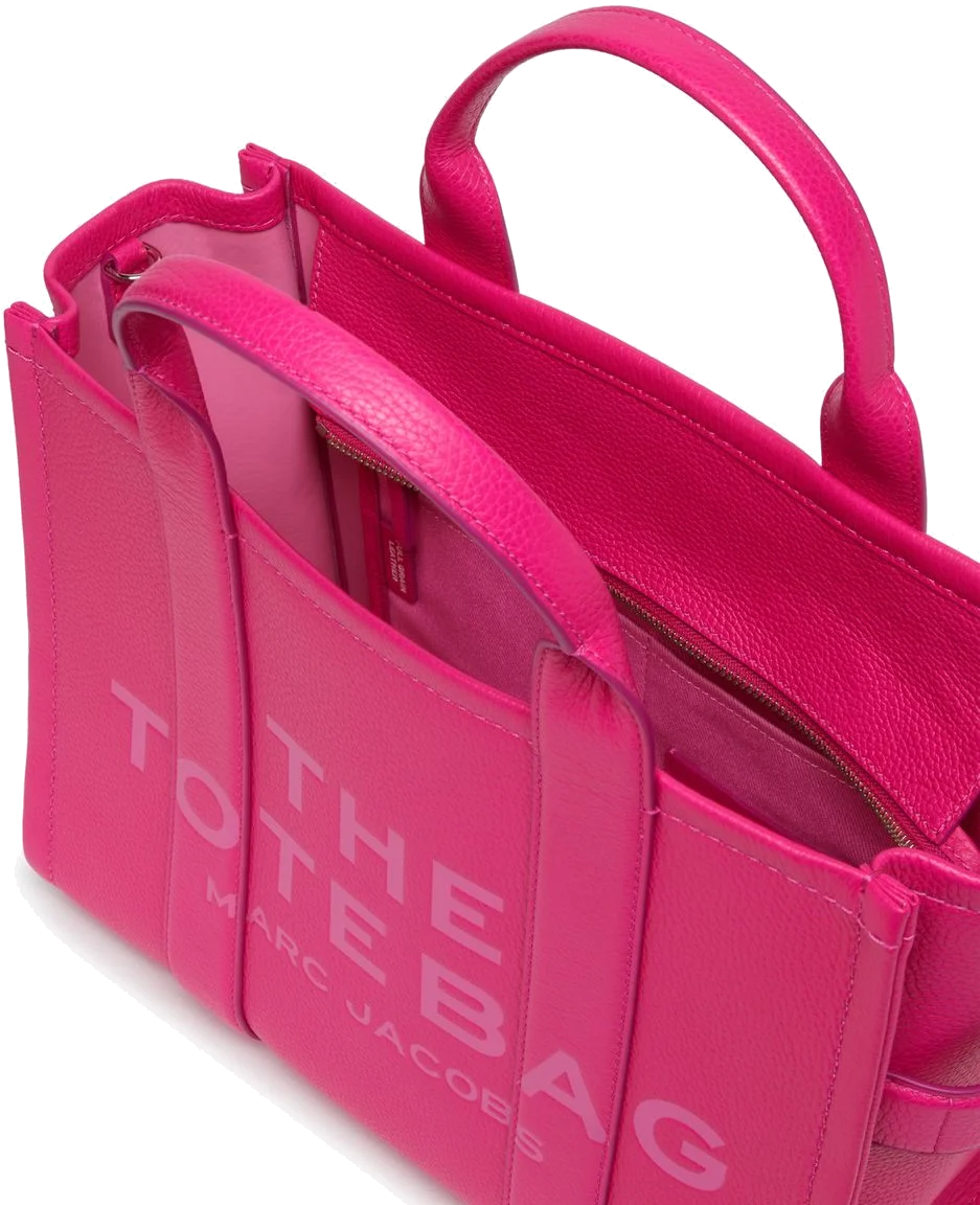 Sac à main Marc Jacobs The Medium Tote Bag, cuir grainé fuchsia pour femme - Réf. H004L01PF21-955 vue 3