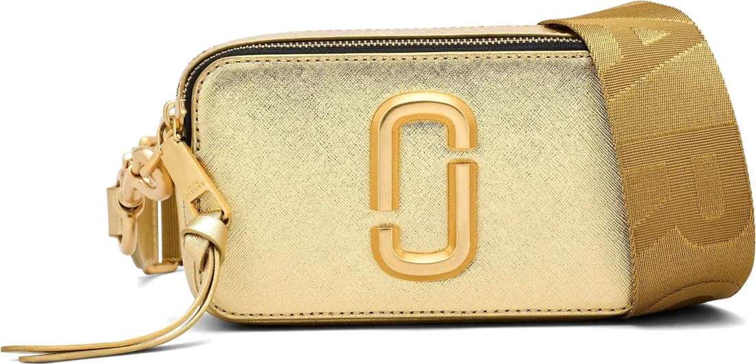 Sac à main bandoulière Marc Jacobs The Snapshot, cuir métallique doré, réf. M0015323-710