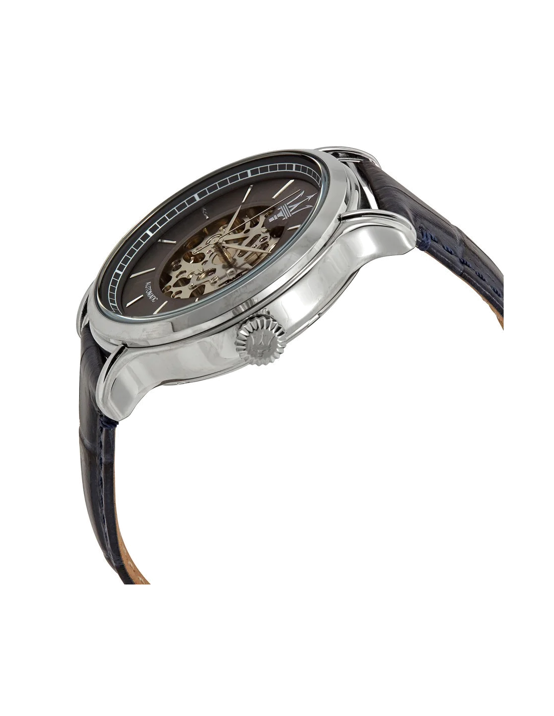 Montre automatique Maserati Epoca R8821118002 Homme - Cadran squelette gris, boîtier acier 42mm, bracelet cuir bleu vue 2