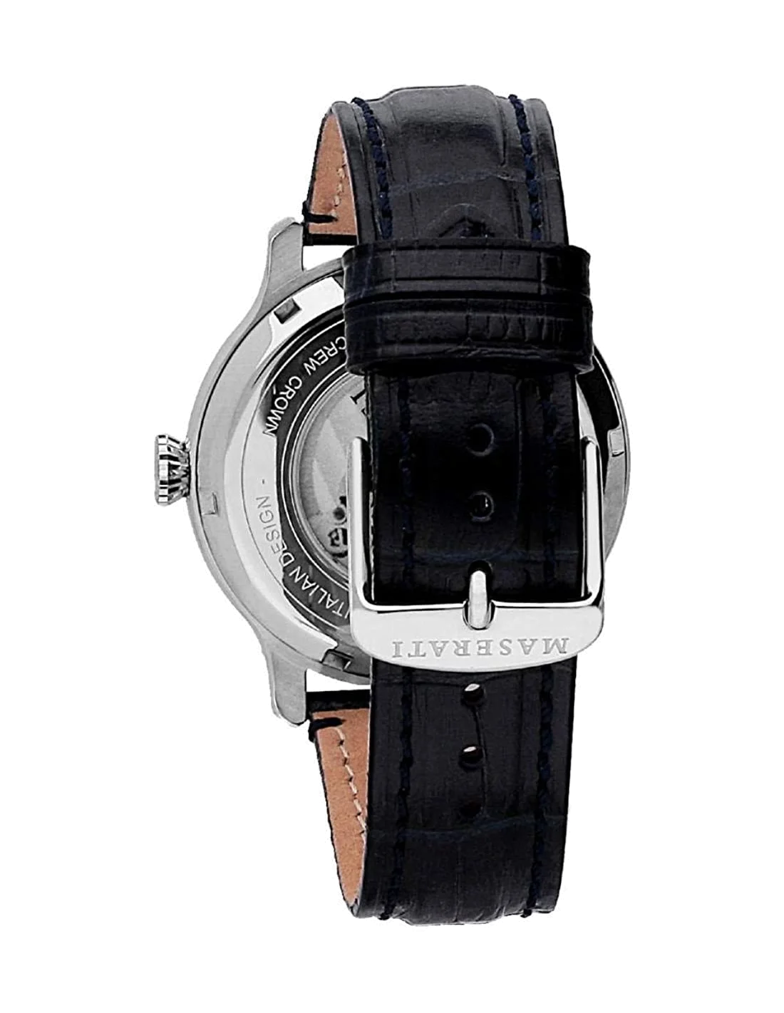 Montre automatique Maserati Epoca R8821118002 Homme - Cadran squelette gris, boîtier acier 42mm, bracelet cuir bleu vue 4