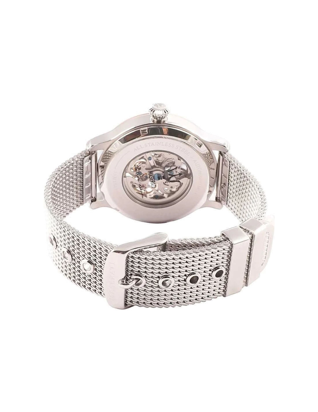 Montre Homme Maserati Epoca R8823118001 Automatique Squelette, Boîtier Acier 42mm, Maille Milanaise Argent vue 3