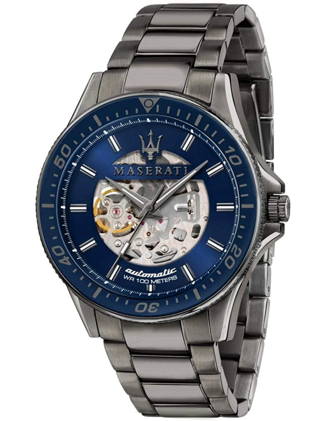 Montre Homme Maserati Sfida R8823140001 Automatique Cadran Squelette Bleu Acier Gris