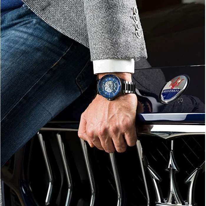 Montre Homme Maserati Sfida R8823140001 Automatique Cadran Squelette Bleu Acier Gris vue 4