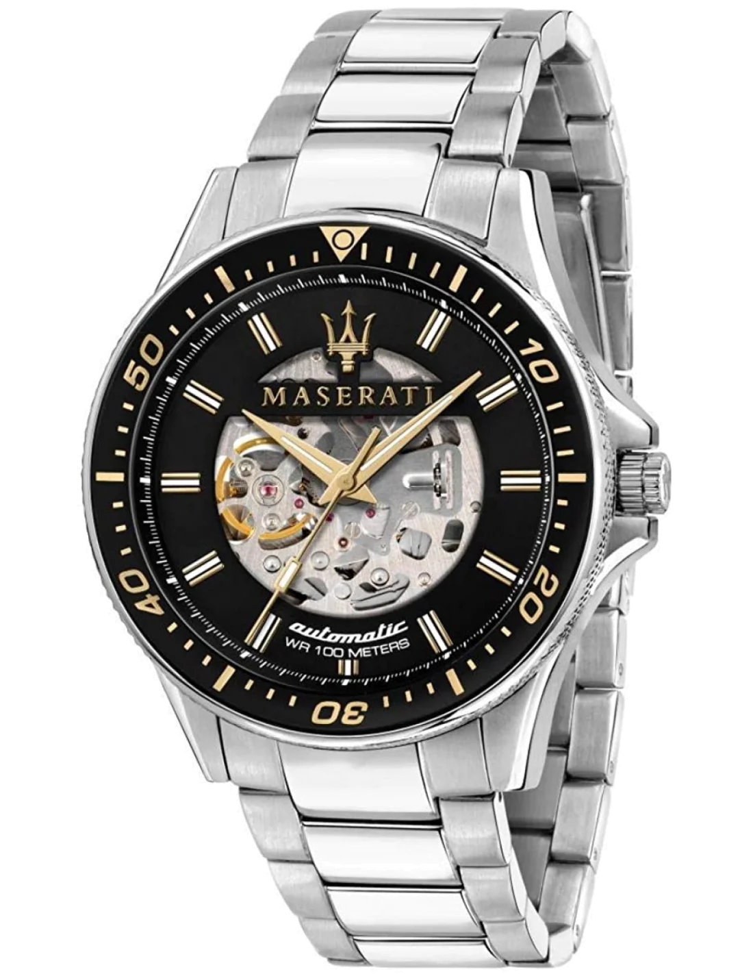 Montre Homme Maserati Sfida R8823140002 Cadran Squelette Automatique Acier Argent