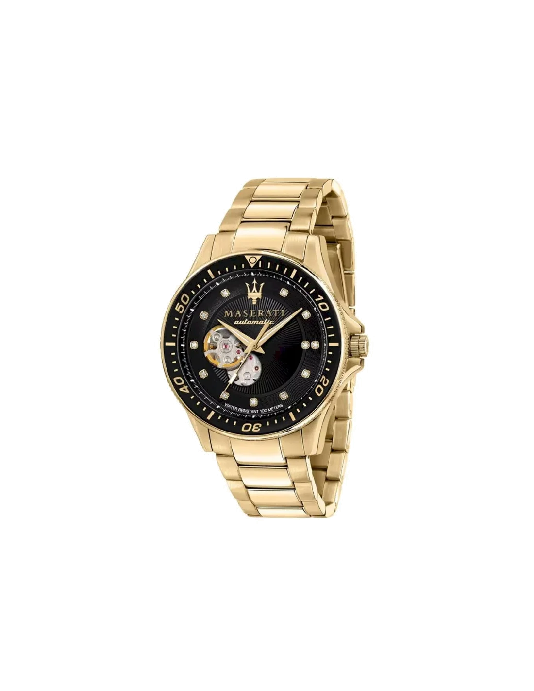 Montre Homme Maserati Sfida Automatique Squelette - Boîtier Or, Cadran Noir - Réf. R8823140003