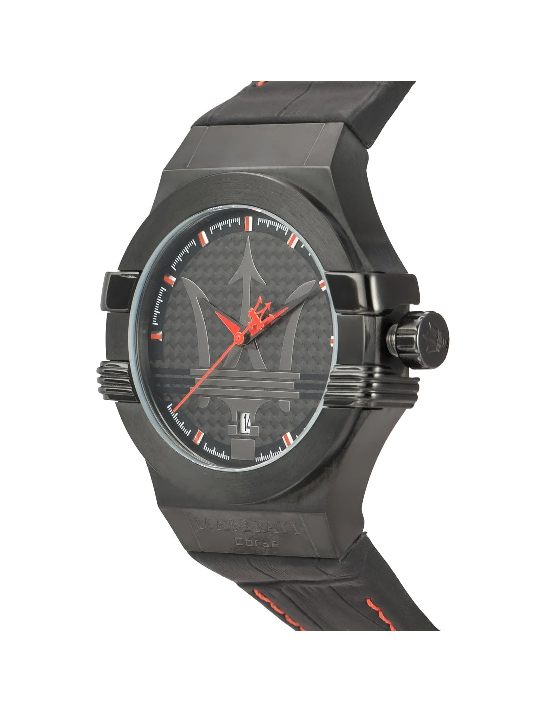 Montre Homme Maserati Potenza R8851108010 Cadran Noir Bracelet Cuir Rouge vue 4