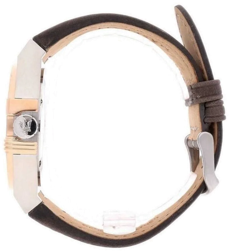 Montre Homme Maserati Potenza R8851108014, cadran noir, boîtier argent, bracelet cuir marron vue 3