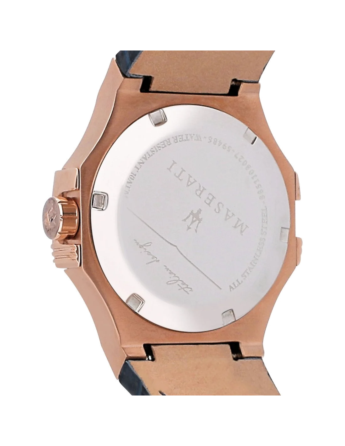 Montre Homme Maserati Potenza R8851108027, Cadran Noir, Boîtier Or Rose, Bracelet Cuir Bleu vue 3