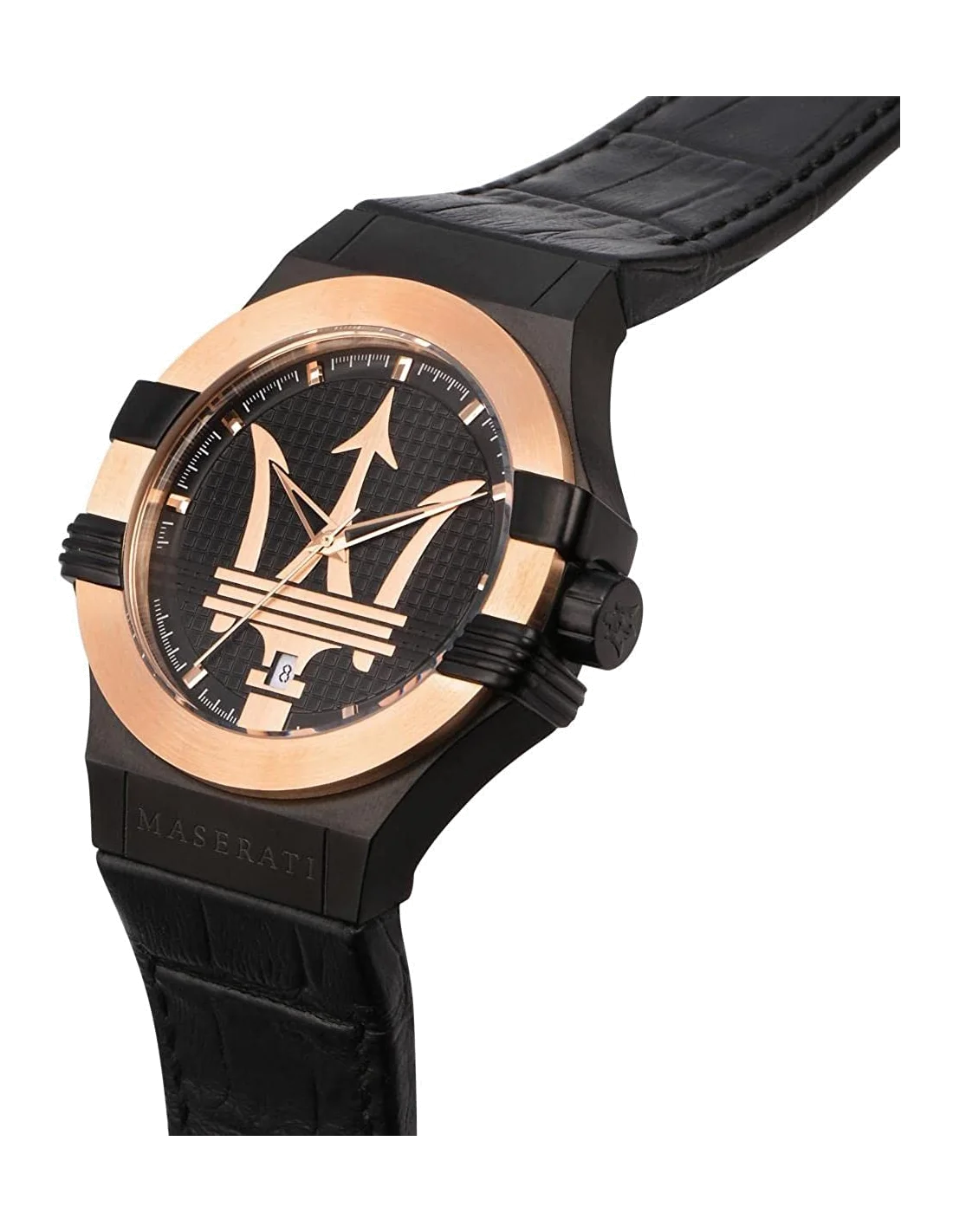 Montre Homme Maserati Potenza R8851108032 - Boîtier acier noir, or rose, bracelet cuir vue 2