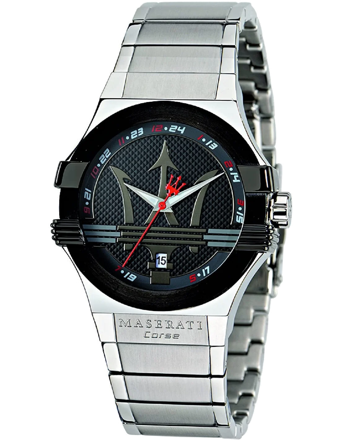 Montre Maserati Potenza R8853108001 pour Homme - Boîtier acier, cadran noir et détails rouges