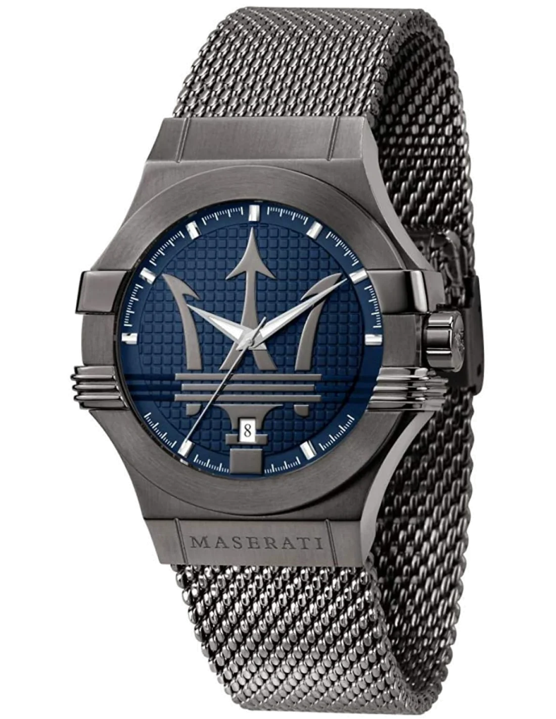 Montre Homme Maserati Potenza R8853108005 Cadran Bleu Bracelet Maille Milanaise Gris