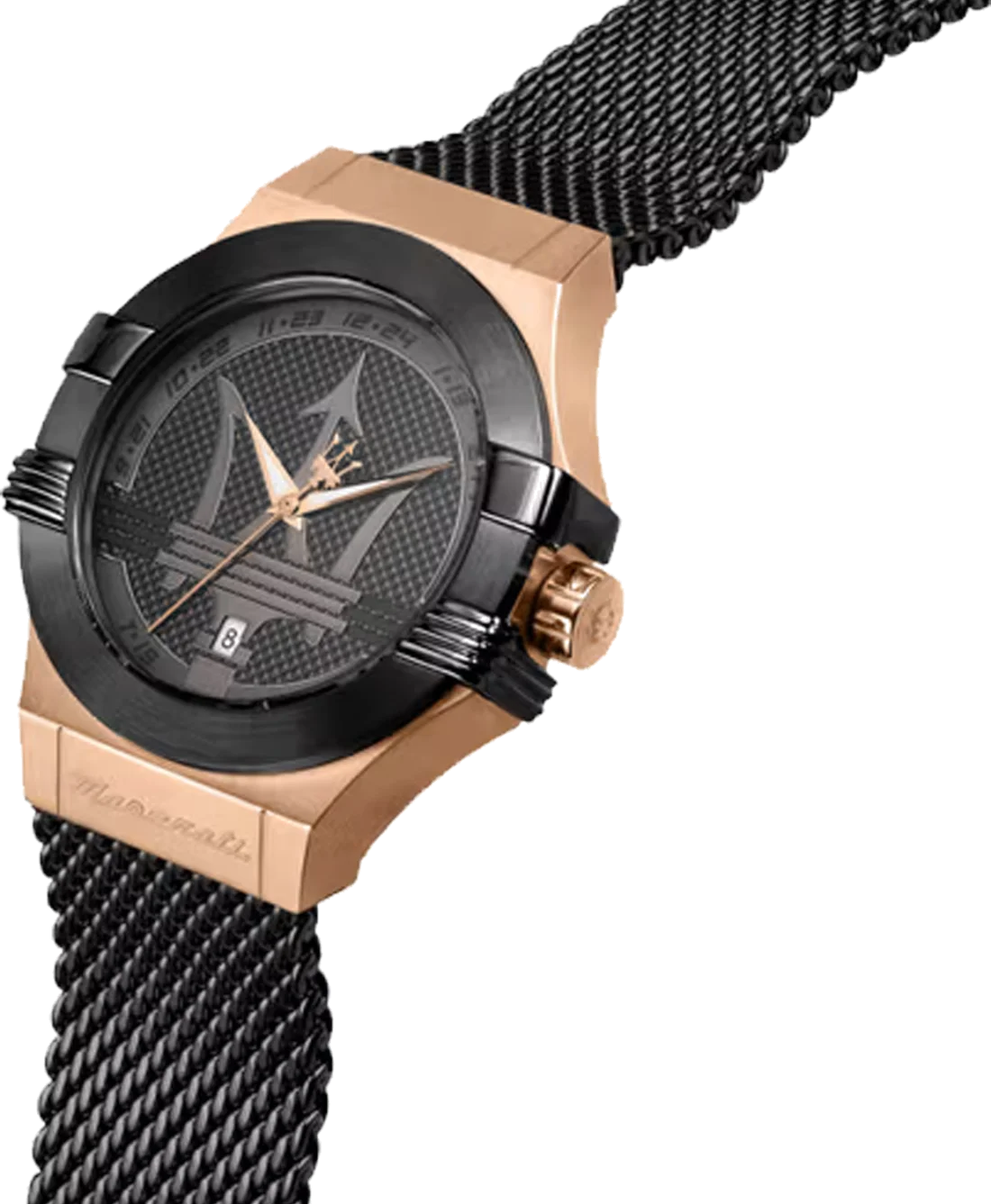 Montre Homme Maserati Potenza R8853108010 - Boîtier Or Rose, Cadran Noir, Bracelet Maille Milanaise Acier vue 2