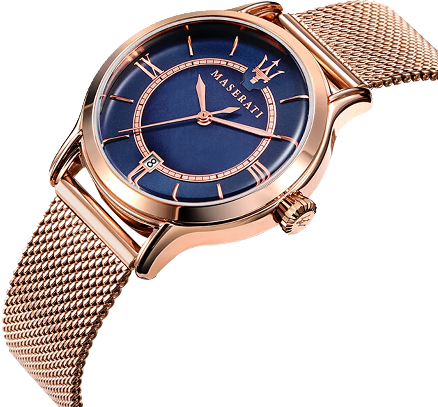 Montre Maserati Femme R8853118503 - Cadran Bleu, Maille Milanaise Or Rose vue 2