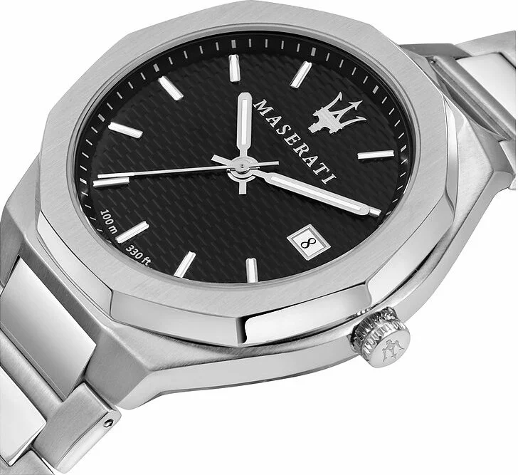 Montre Homme Maserati Stile R8853142003, boîtier et bracelet acier inoxydable argent, cadran noir vue 4