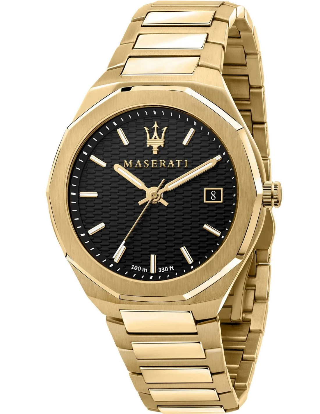 Montre Homme Maserati Stile R8853142004, boîtier et bracelet acier doré jaune