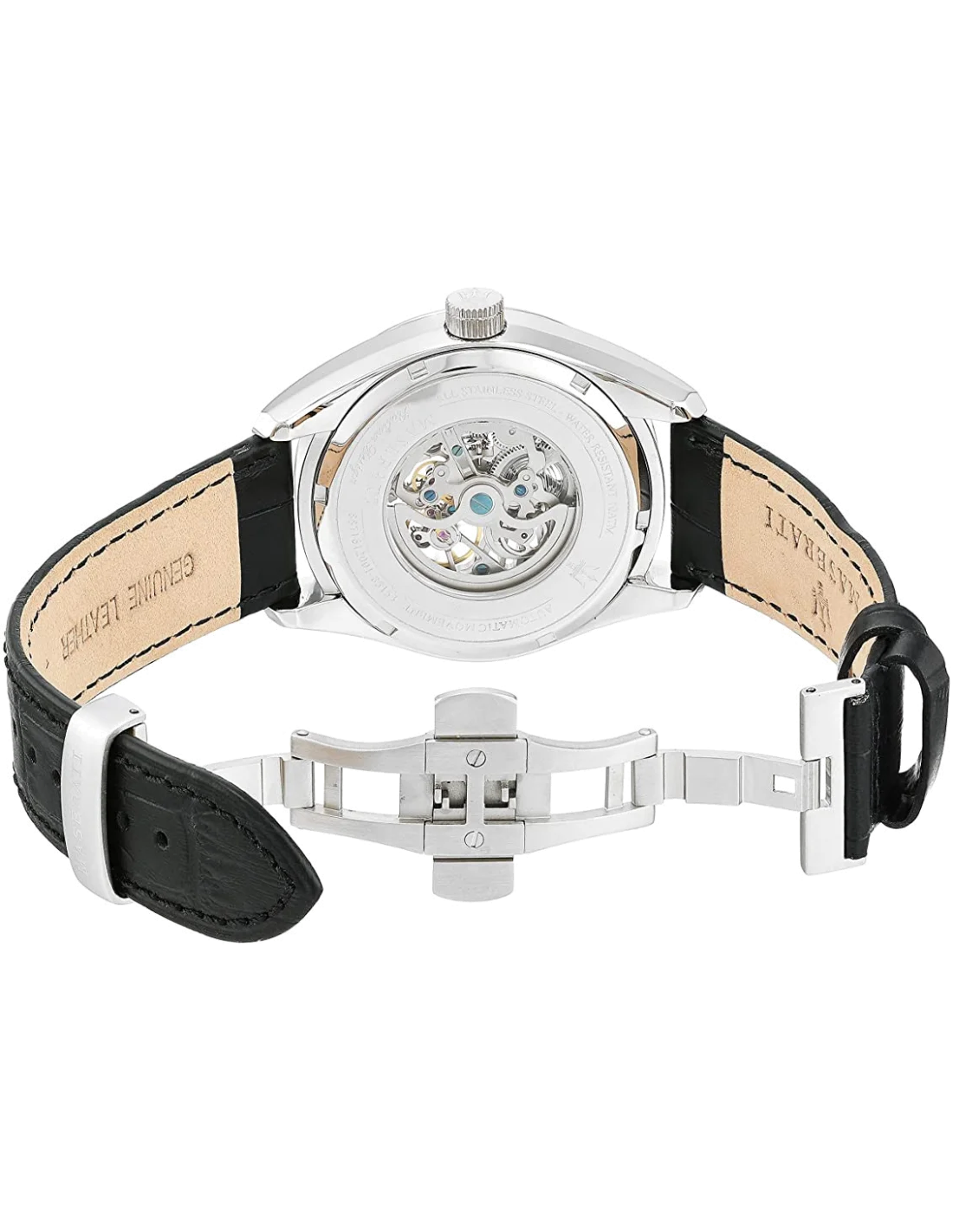 Montre Homme Maserati Traguardo R8871612001 Cadran squelette automatique, boîtier acier et bracelet cuir noir vue 3