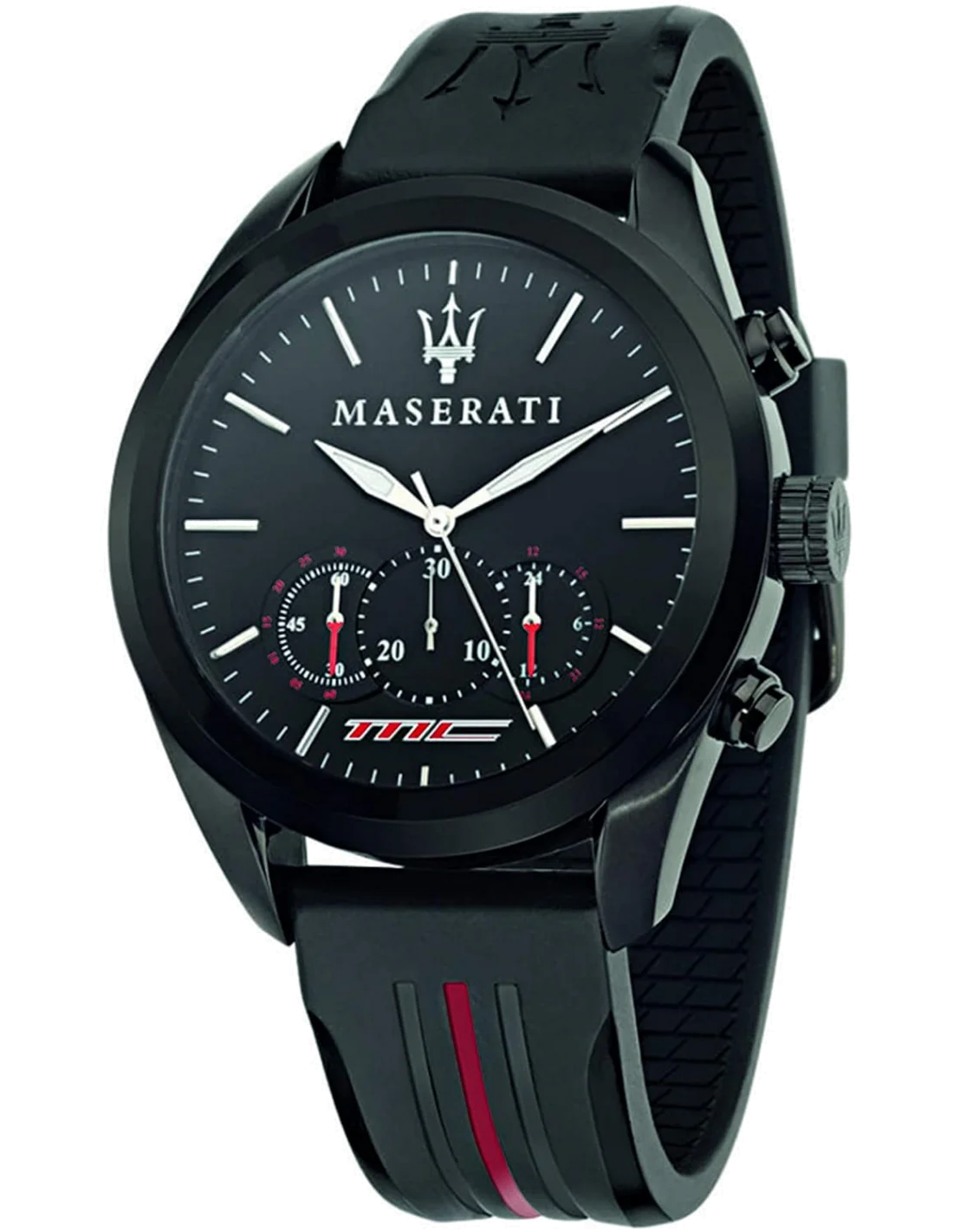 Montre Homme Maserati Traguardo - Cadran noir, boîtier noir, bracelet polyuréthane - Réf. R8871612004