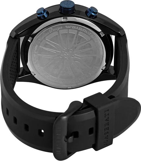 Montre Homme Maserati Traguardo Chronographe - Boîtier Noir 45mm, Cadran Noir, Bracelet Caoutchouc - Réf. R8871612006 vue 3