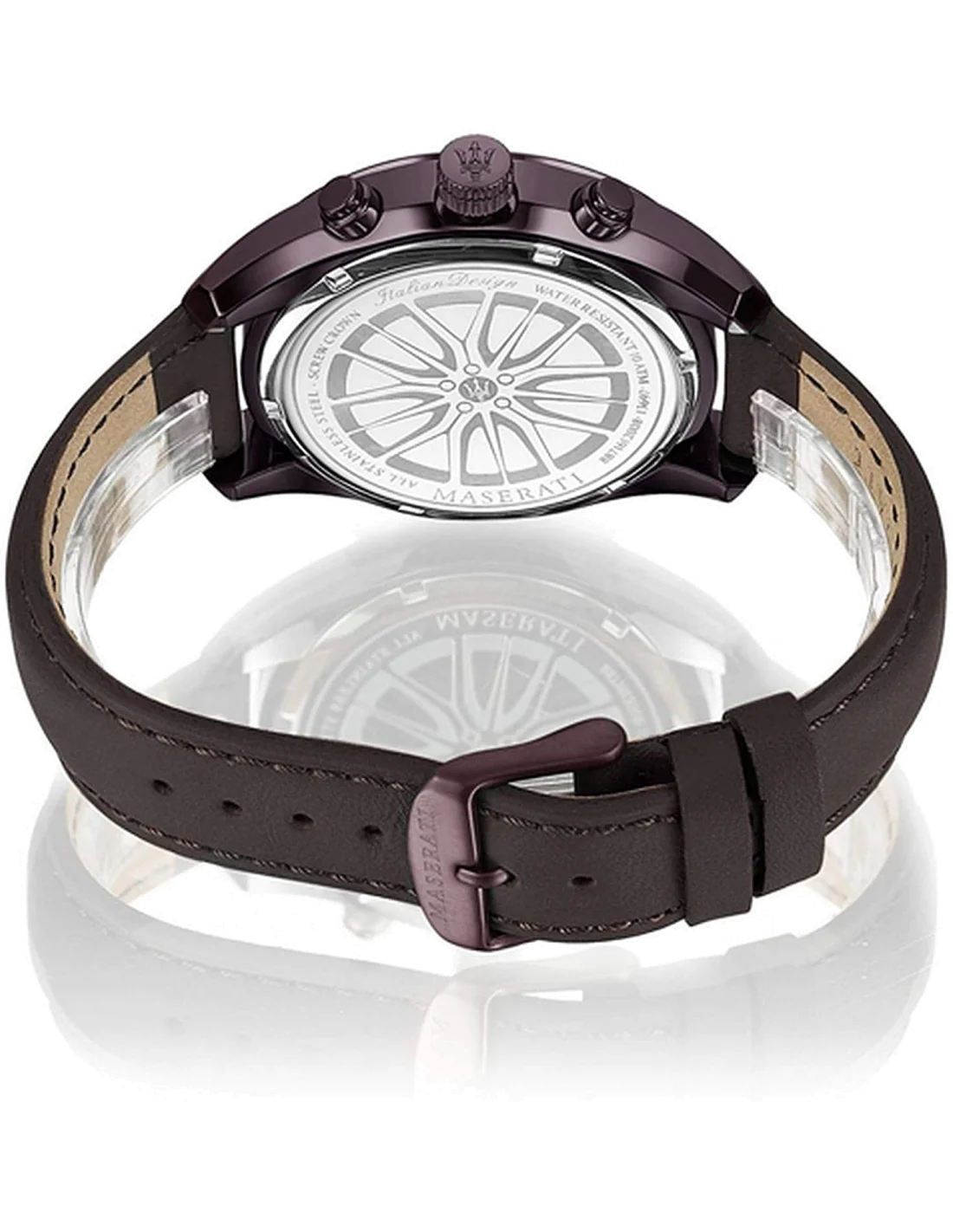 Montre Homme Maserati Traguardo R8871612008 - Boîtier Violet, Cadran Bleu, Bracelet Cuir Marron vue 2