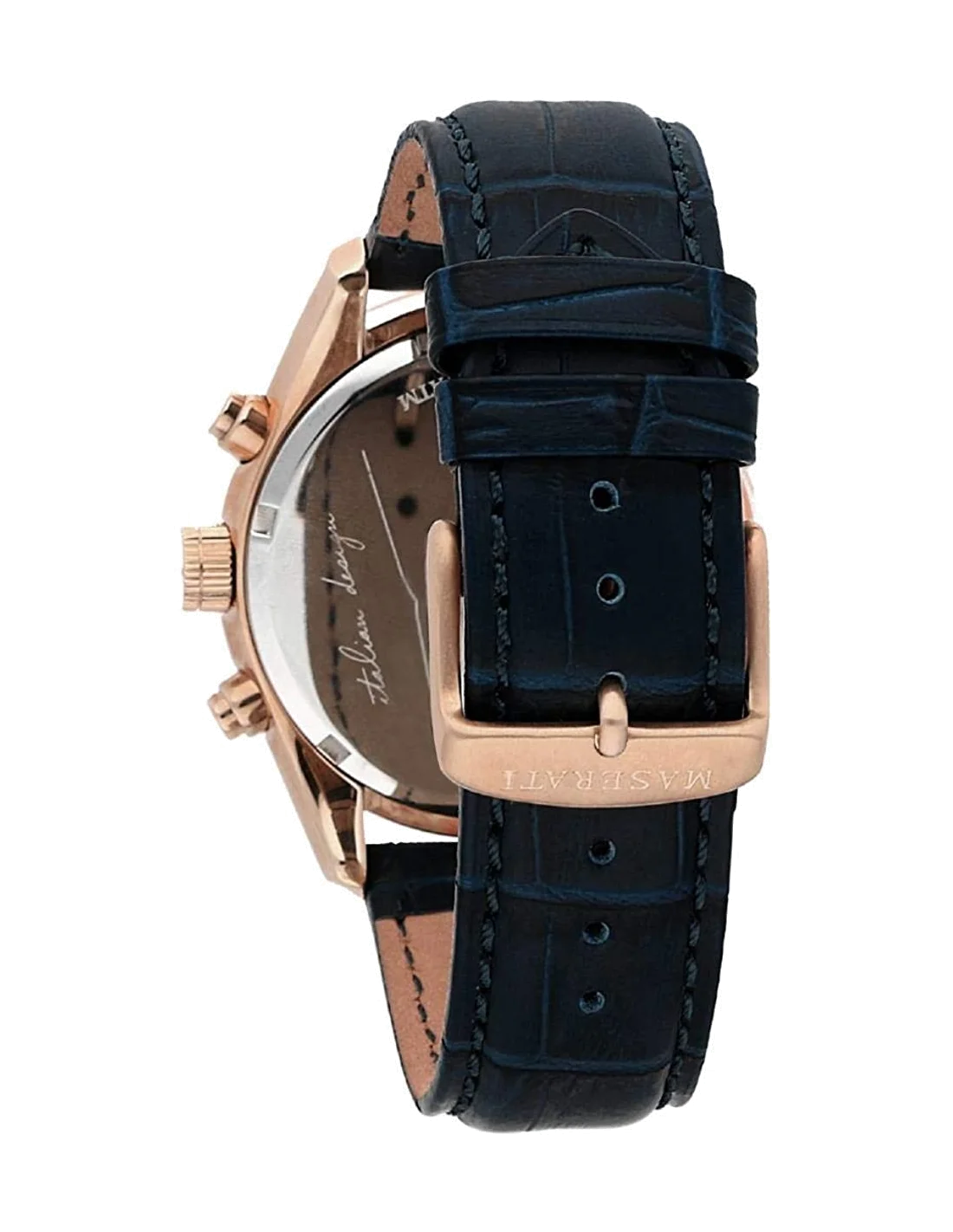 Montre Homme Maserati Traguardo R8871612015 - Boîtier Acier Or Rose, Cadran et Bracelet Cuir Bleu vue 2