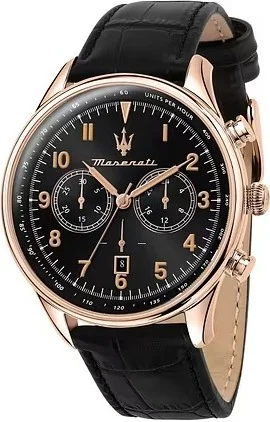 Montre Homme Maserati R8871646001 Chronographe Cadran Noir Boîtier Or Rose