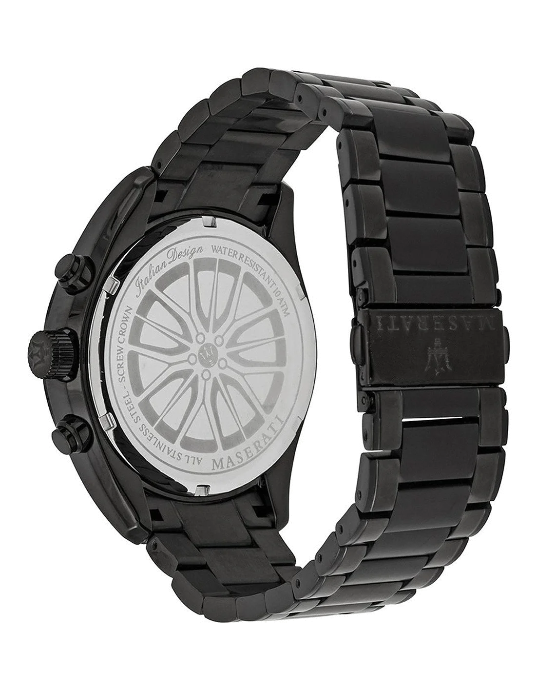 Montre Homme Maserati Traguardo R8873612002, boîtier et bracelet acier noir vue 3