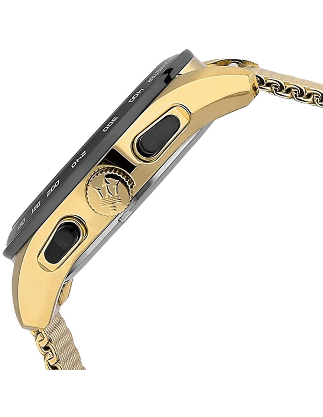 Montre Homme Maserati Traguardo R8873612010, Cadran Noir, Boîtier et Bracelet Maille Milanaise Or vue 2