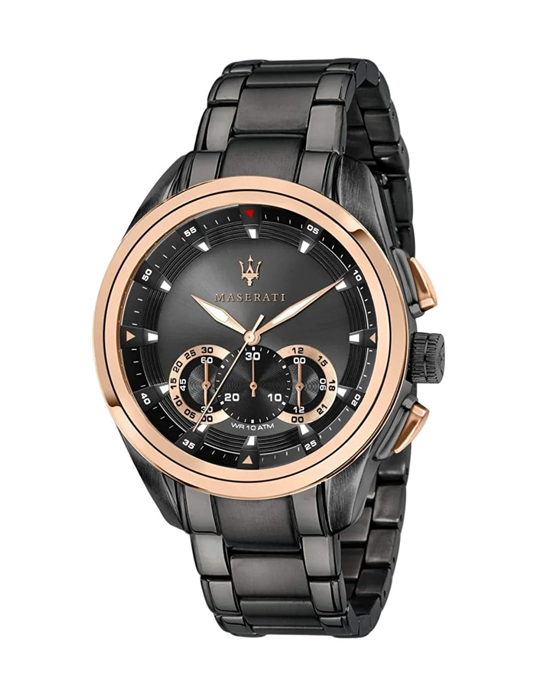 Montre Maserati Traguardo Homme R8873612016 - Boîtier or rose, cadran et bracelet acier noir