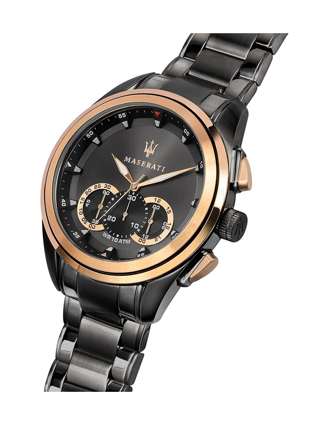 Montre Maserati Traguardo Homme R8873612016 - Boîtier or rose, cadran et bracelet acier noir vue 2