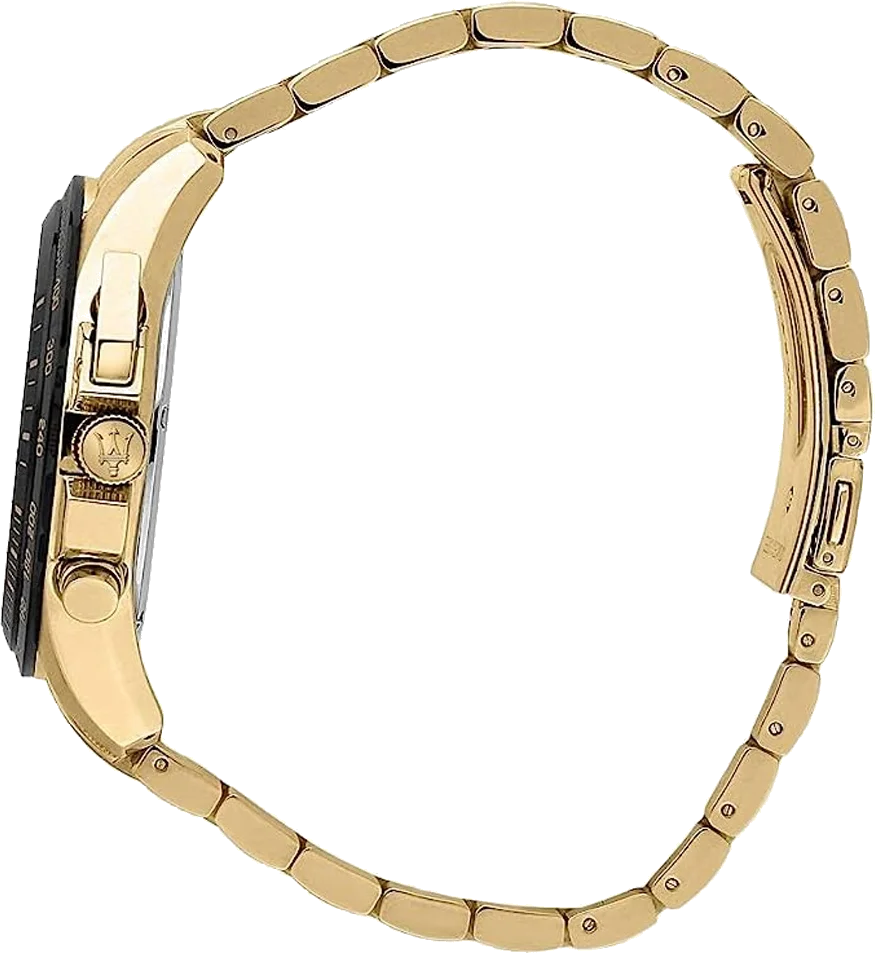 Maserati Traguardo R8873612041 - Chronographe Homme Cadran Noir et Bracelet Or Acier vue 2