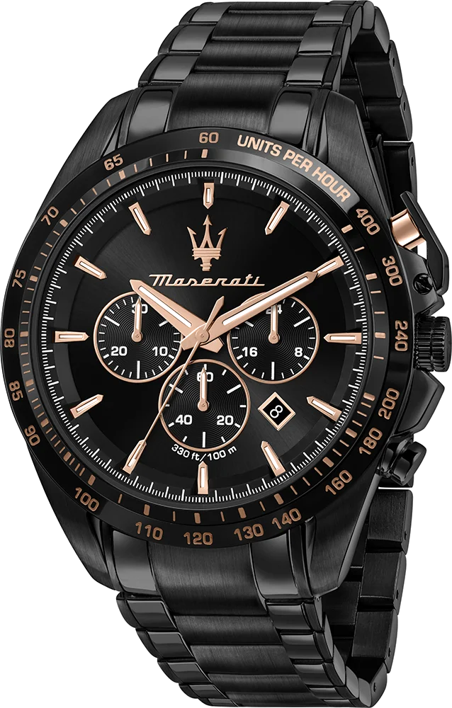 Montre Homme Maserati Traguardo Chronographe Acier Noir Mat 45mm - Réf. R8873612048