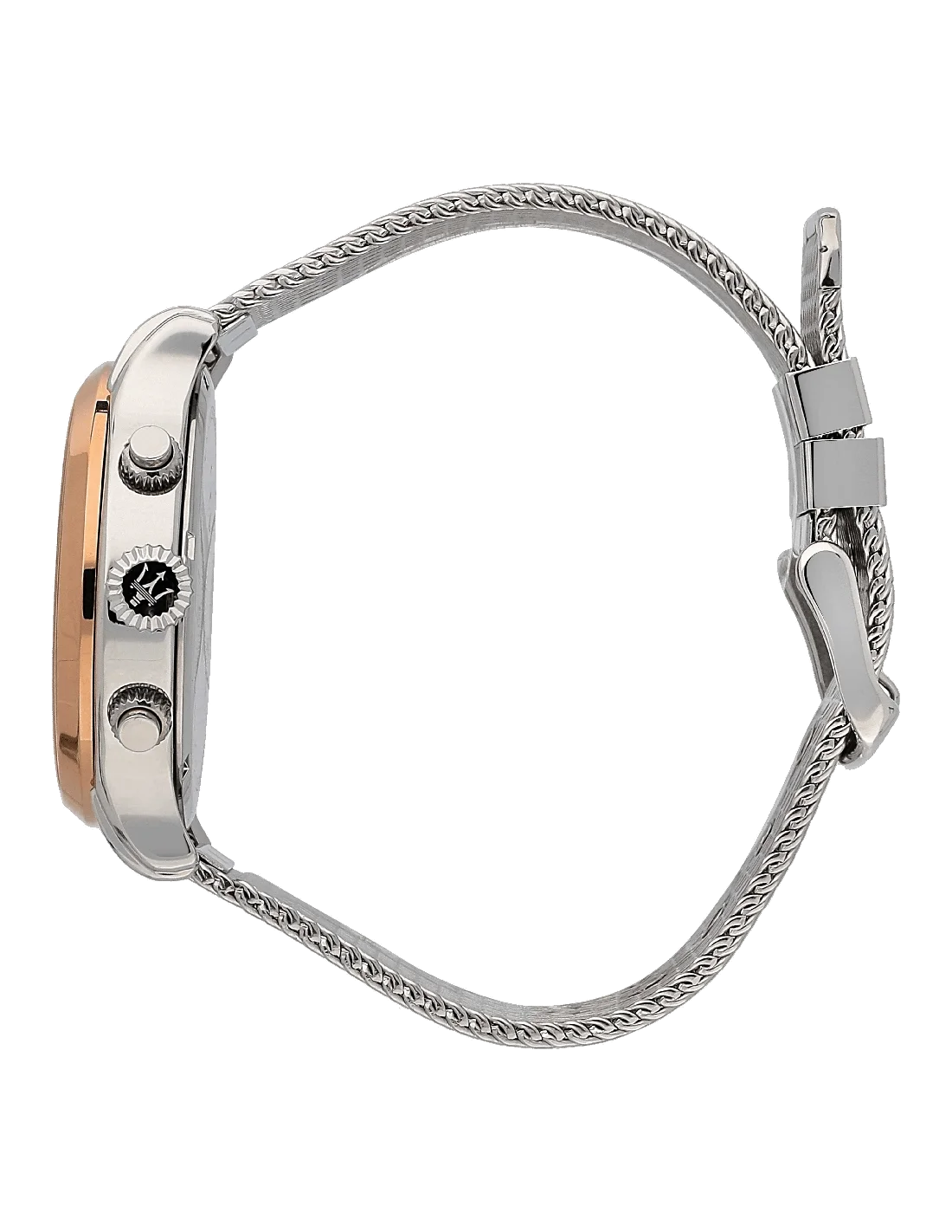 Montre Homme Maserati Epoca R8873618009, cadran argent et or rose, bracelet maille milanaise vue 2