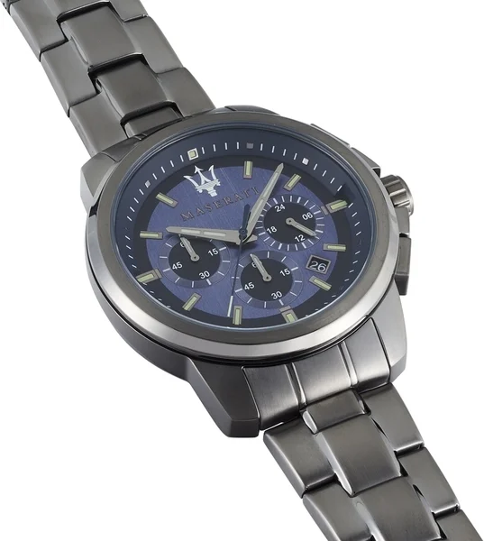 Montre Homme Maserati Successo R8873621005 - Boîtier acier noir, cadran bleu, bracelet acier vue 3