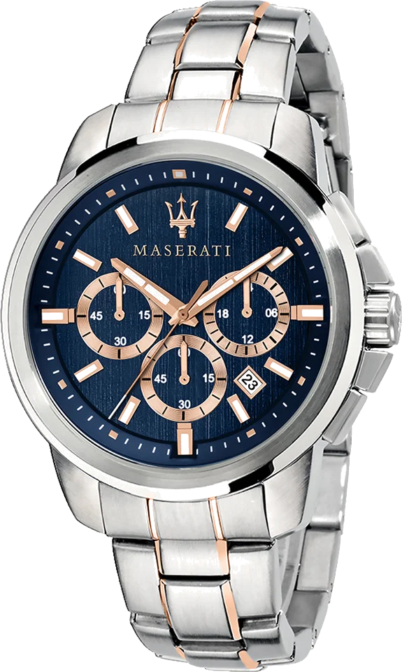 Montre Homme Maserati Successo R8873621008 Chronographe Cadran Bleu Acier Bicolore