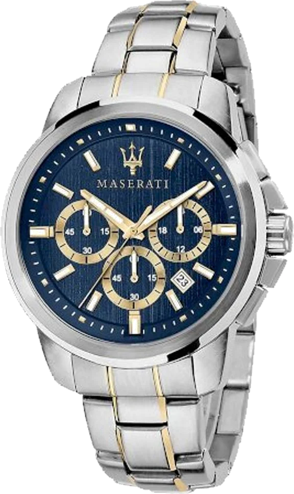 Maserati Successo R8873621016 - Chronographe Homme Cadran Bleu Bracelet Acier Bicolore