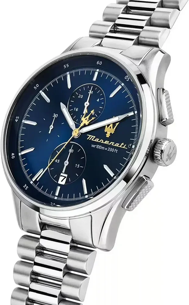 Montre Homme Maserati R8873624004 - Chronographe Acier Argenté Cadran Bleu Soleillé vue 2