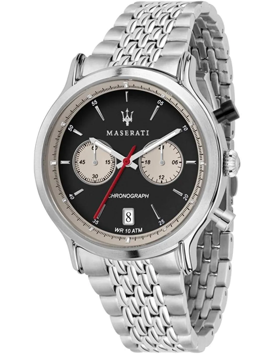 Maserati Legend Chronographe Homme - Boîtier et bracelet acier argenté, cadran noir - Réf. R8873638001