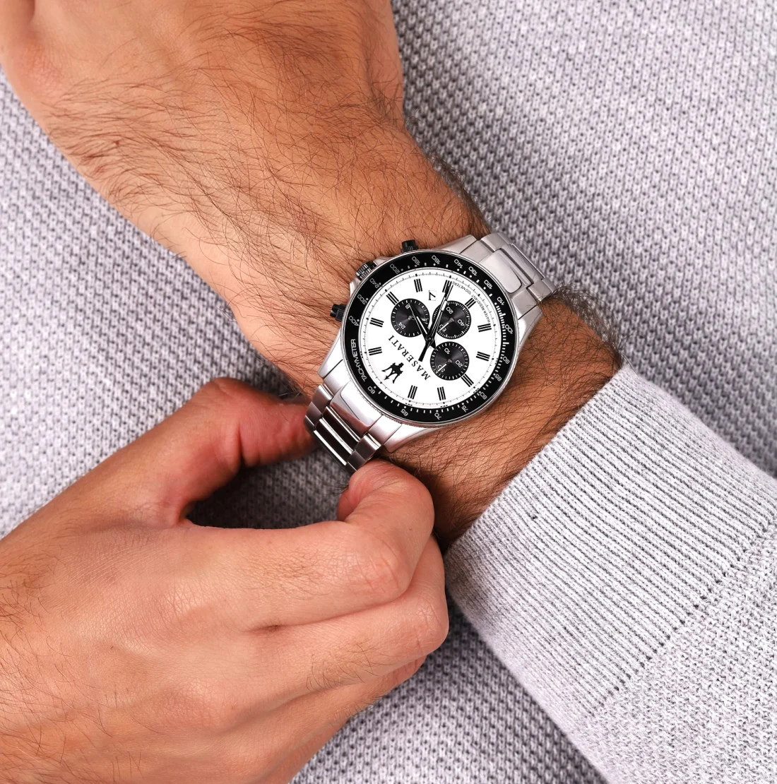 Montre Homme Maserati Sfida R8873640003 Cadran et Bracelet Acier Inoxydable Argent vue 4