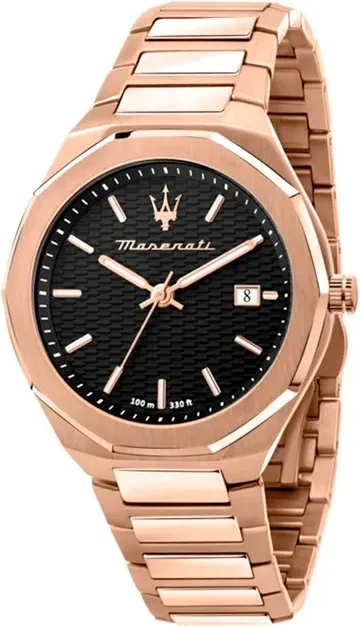 Montre Homme Maserati R8873642007 - Boîtier Or Rose 43mm, Cadran Noir, Quartz