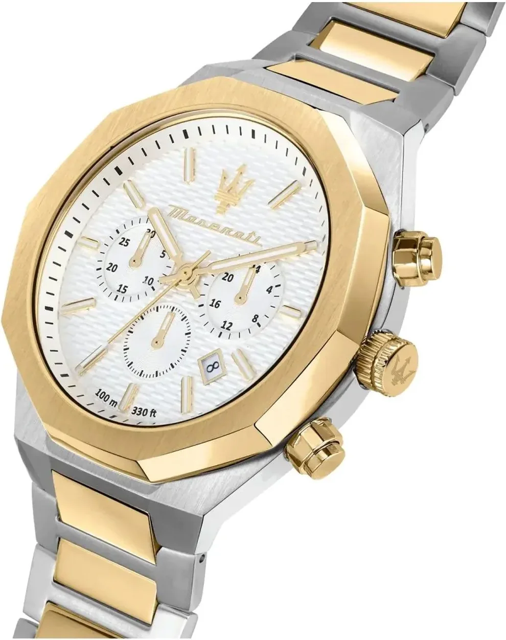 Montre Homme Maserati Stile R8873642009 - Boîtier Acier Bicolore 45mm, Cadran Blanc Multifonctions vue 2